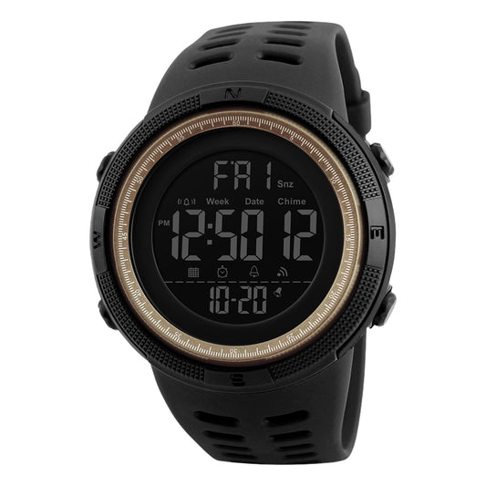 Stealth Outdoor Digital Sports Watch with Rugged Silicone Strap and Multifunction Display