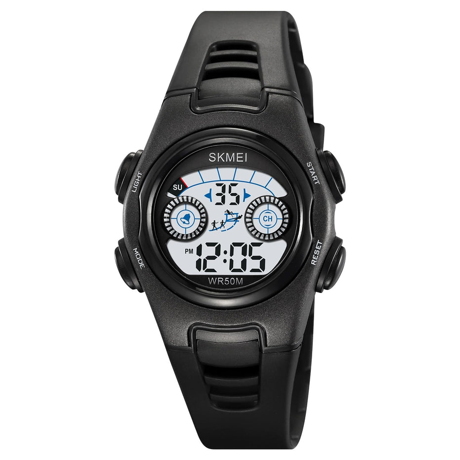 Digital Watch for Kids with Black Polyurethane Strap and Round Dial for Casual & Formal Wear