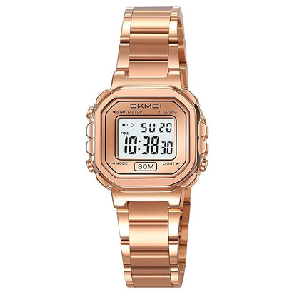 Digital Display Metal Strap Wrist Watch for women