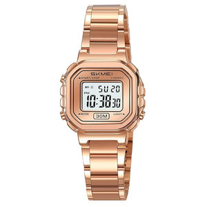 Digital Display Metal Strap Wrist Watch for women