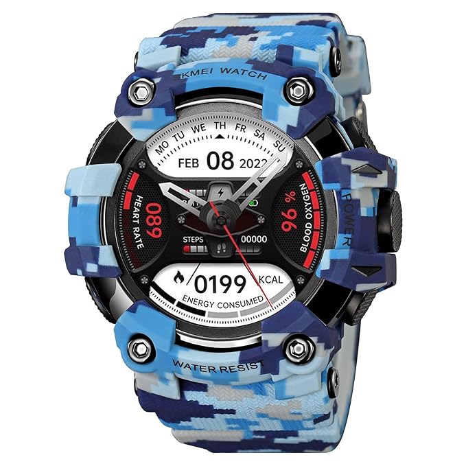 Military Smartwatch - Blue  Bluetooth Call & Health Tracker