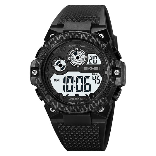 Rugged Digital Sports Watch with Textured Strap for men