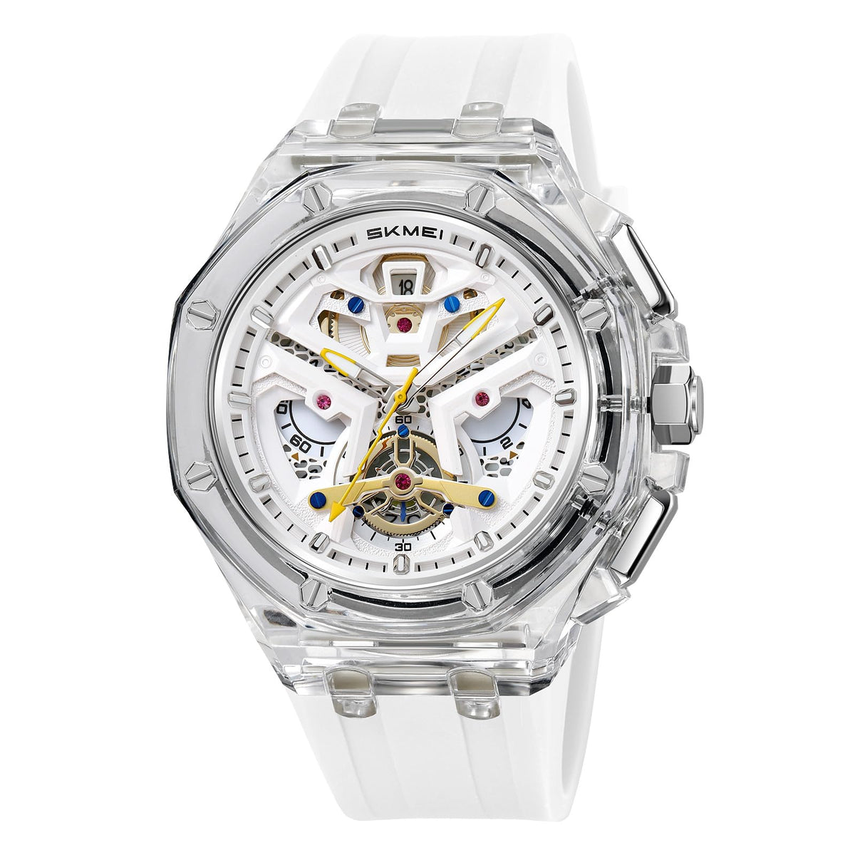 Analog Watch for Men with White Silicone Strap and Round Dial for Casual & Formal Wear