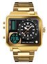 Analog-Digital Watch for Men with Gold Stainless Steel Strap and Round Dial for Casual & Formal Wear