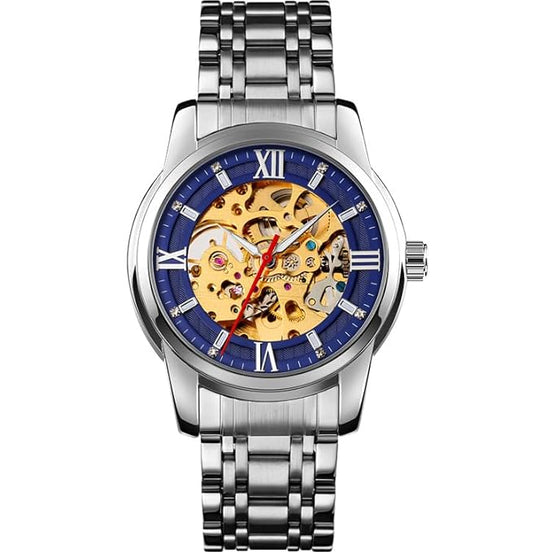Automatic Watch for Men with Silver Stainless Steel Strap and Round Dial for Casual & Formal Wear