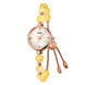 Analog Watch for Women with Yellow Metal Strap and Round Dial for Casual & Formal Wear