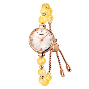 Elegant Pearl Chain Analog Watch for Women with Premium Rose Gold Finish and Adjustable Bracelet Design