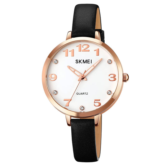 Elegant Analog Quartz Timepiece for women with Crystal Accents and Textured Strap