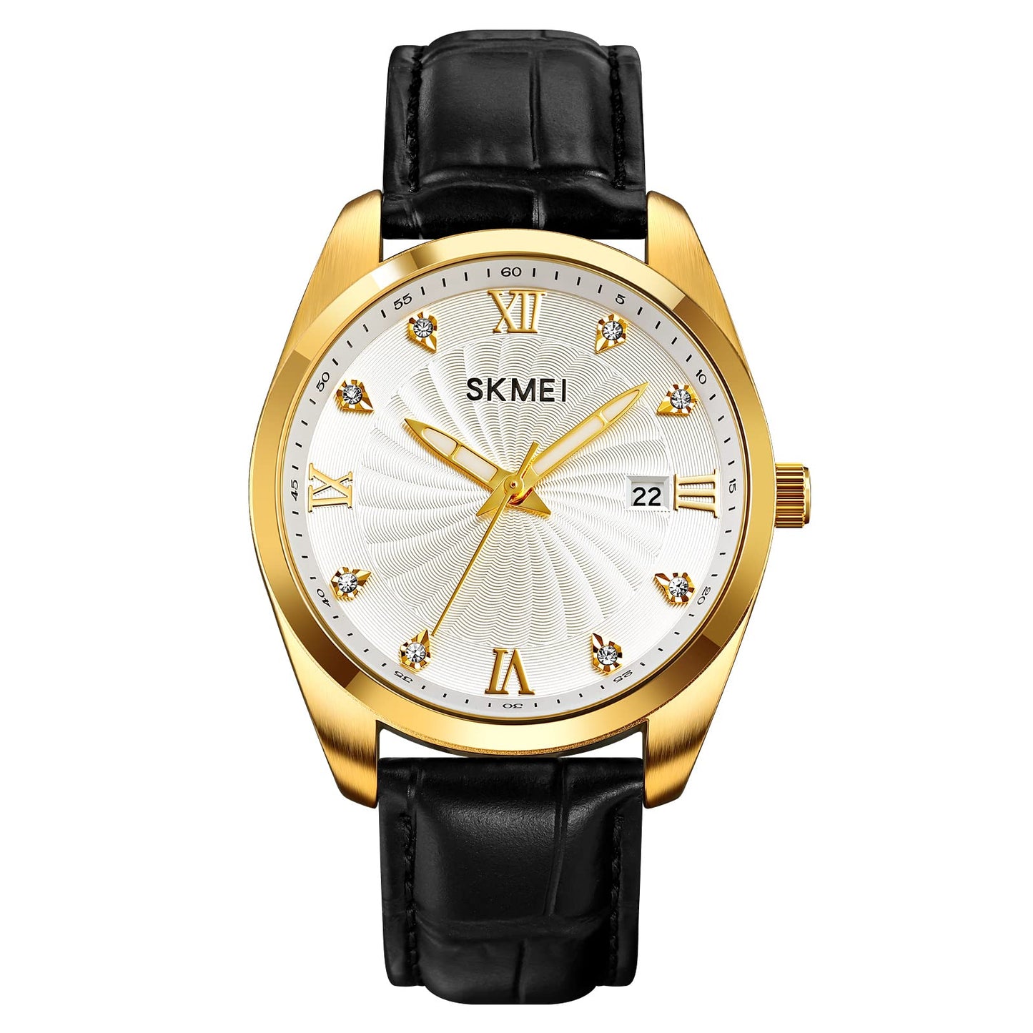 Premium Men's Analog Dress Watch Textured Dial & Embossed Leather Strap