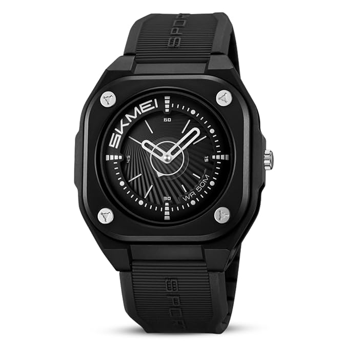Minimalist Analog Wrist Watch with Textured Strap for men