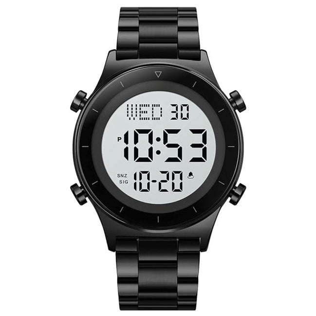 Digital Watch for Men with Black Metal Strap and Round Dial for Casual & Formal Wear