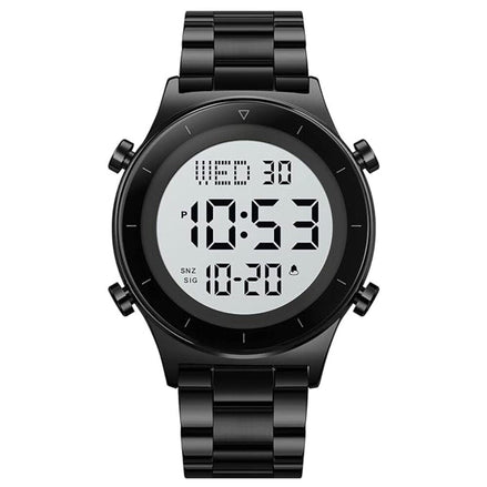 Digital Watch for Men with Black Metal Strap and Round Dial for Casual & Formal Wear