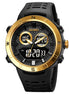 Analog-Digital Watch for Men with Gold Black Polyurethane Strap and Round Dial for Casual & Formal Wear