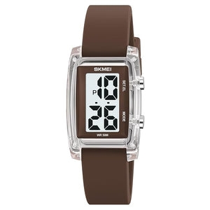Digital Watch for Men LED Display, Rectangle Dial, Waterproof Sports Watch with Silicone Strap