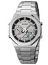 Analog-Digital Watch for Men with Silver Metal Strap and Round Dial for Casual & Formal Wear