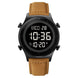Digital Watch for Men with Brown Leather Strap and Round Dial for Casual & Formal Wear