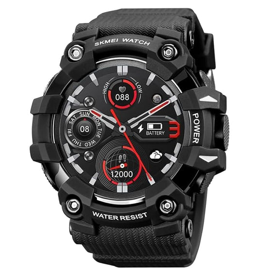 Military Smartwatch - Black Bluetooth Call & Health Tracker