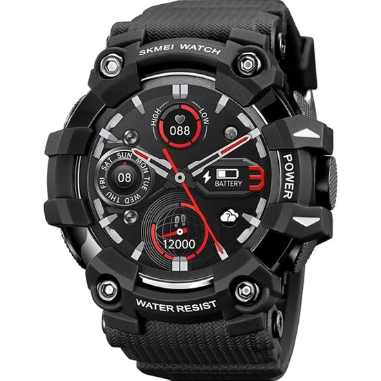 Smart Watch for Men with Black Silicone Strap and Round Dial for Casual & Formal Wear