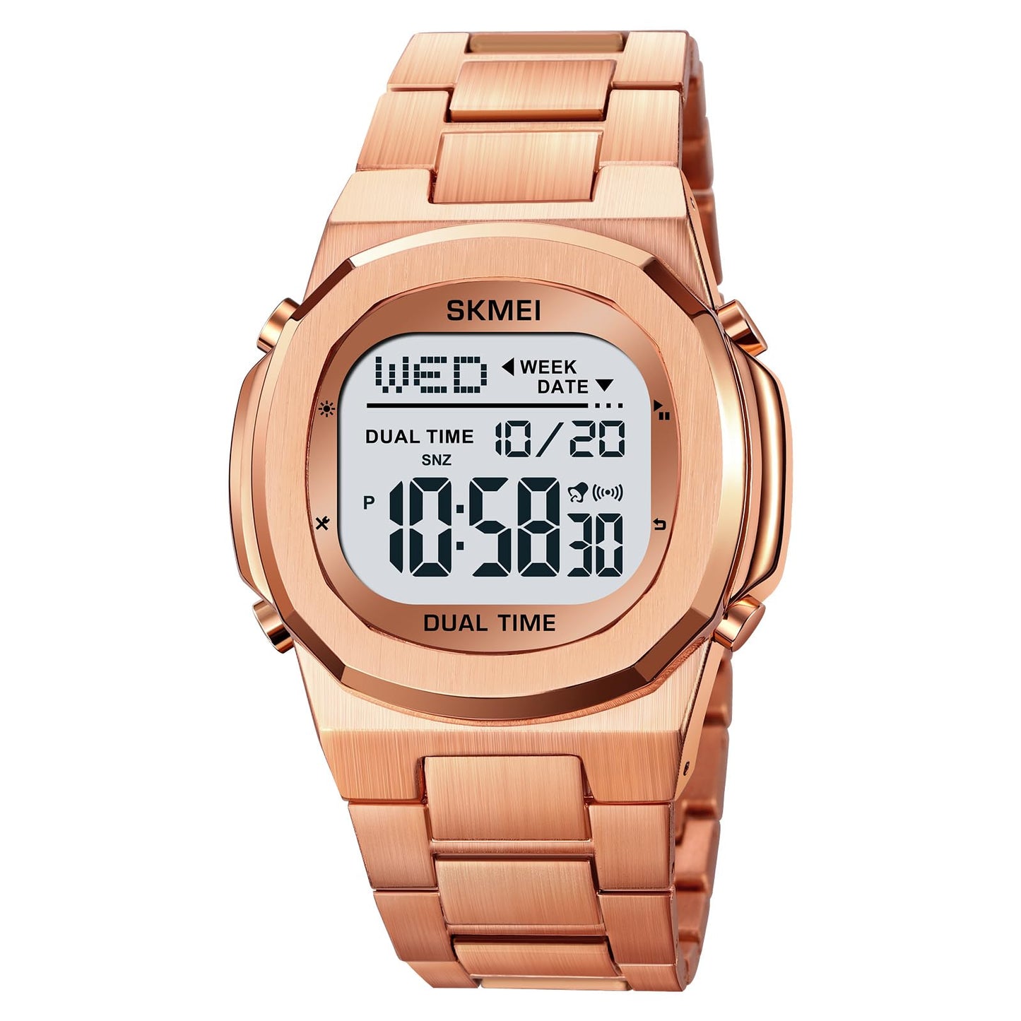 Premium Digital Sports Watch for Men with Stainless Steel Strap, Waterproof Style Wrist Watch for Casual Outdoor and Daily Wear