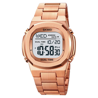 Premium Digital Sports Watch for Men with Stainless Steel Strap, Waterproof Style Wrist Watch for Casual Outdoor and Daily Wear