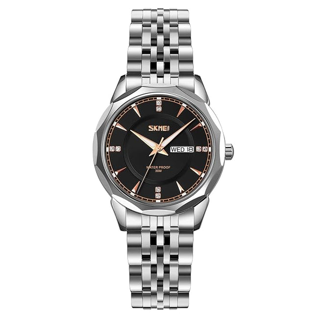 Analog Watch for Women with Silver Stainless Steel Strap and Round Dial for Casual & Formal Wear