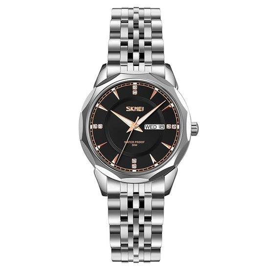 Analog Watch for Women with Silver Stainless Steel Strap and Round Dial for Casual & Formal Wear