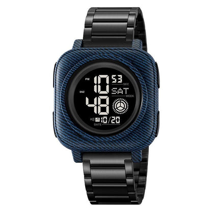 Square Digital Wrist Watch with Metal Strap