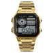 Digital Watch for Men with Gold Metal Strap and Round Dial for Casual & Formal Wear