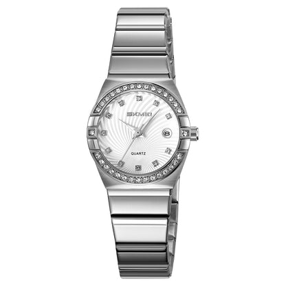 Skmei Analog Black Dial Zinc Alloy Case Stainless Steel Strap Watch for Women - 2342