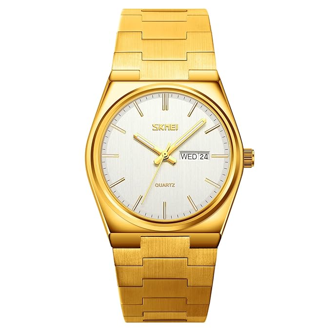 Men's Analog Quartz Stainless Steel Watch All-in-one Fashion, Water Resistant, Supply Calendar Week