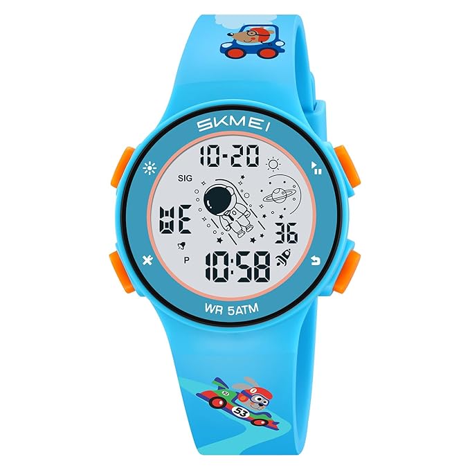 Kids Digital Watch with Cartoon Space Design and Soft Comfortable Strap for Daily Wear