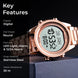 Digital Watch for Men with Rose Gold Stainless Steel Strap and Round Dial for Casual & Formal Wear