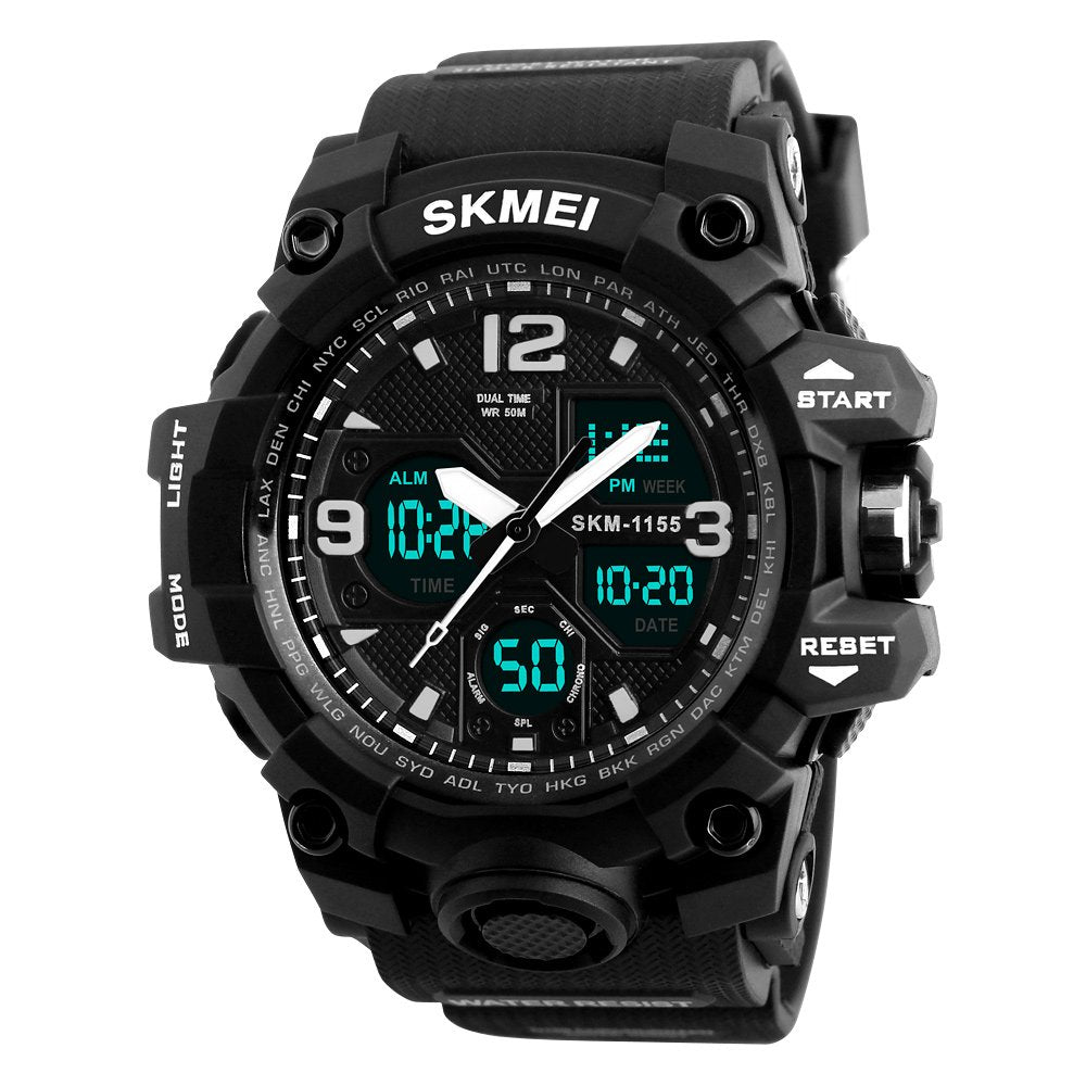 Rugged Analog Digital Sports Watch for Men with Multi Function Display and Durable Polyurethane Strap