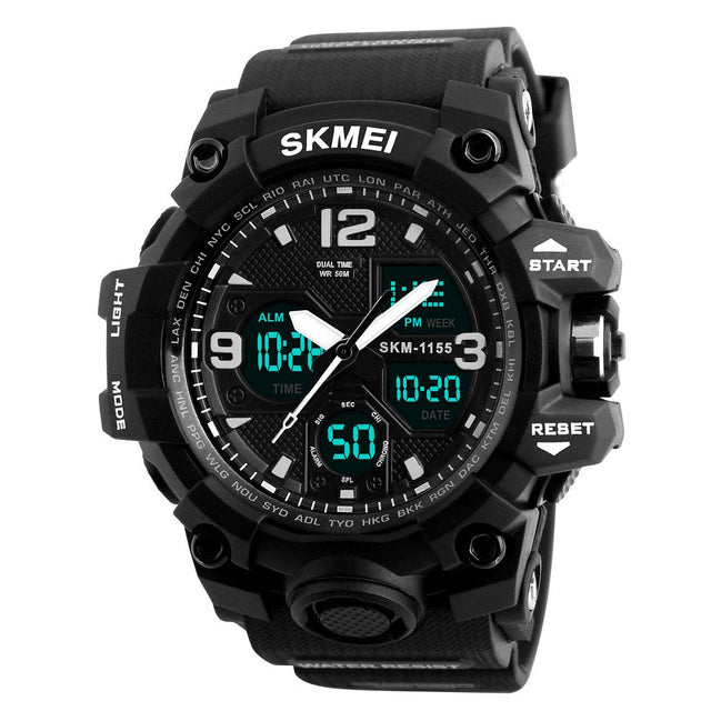 Analog-Digital Watch for Men with All Black Polyurethane Strap and Round Dial for Casual & Formal Wear
