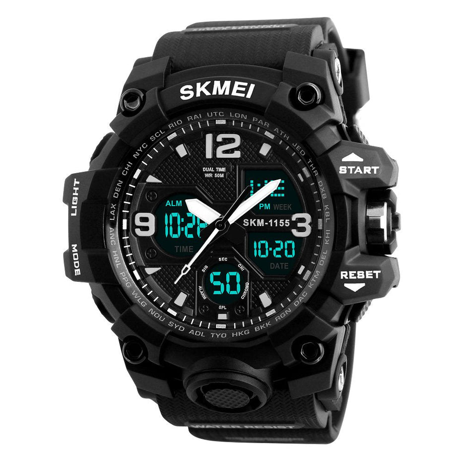 Analog-Digital Watch for Men with All Black Polyurethane Strap and Round Dial for Casual & Formal Wear