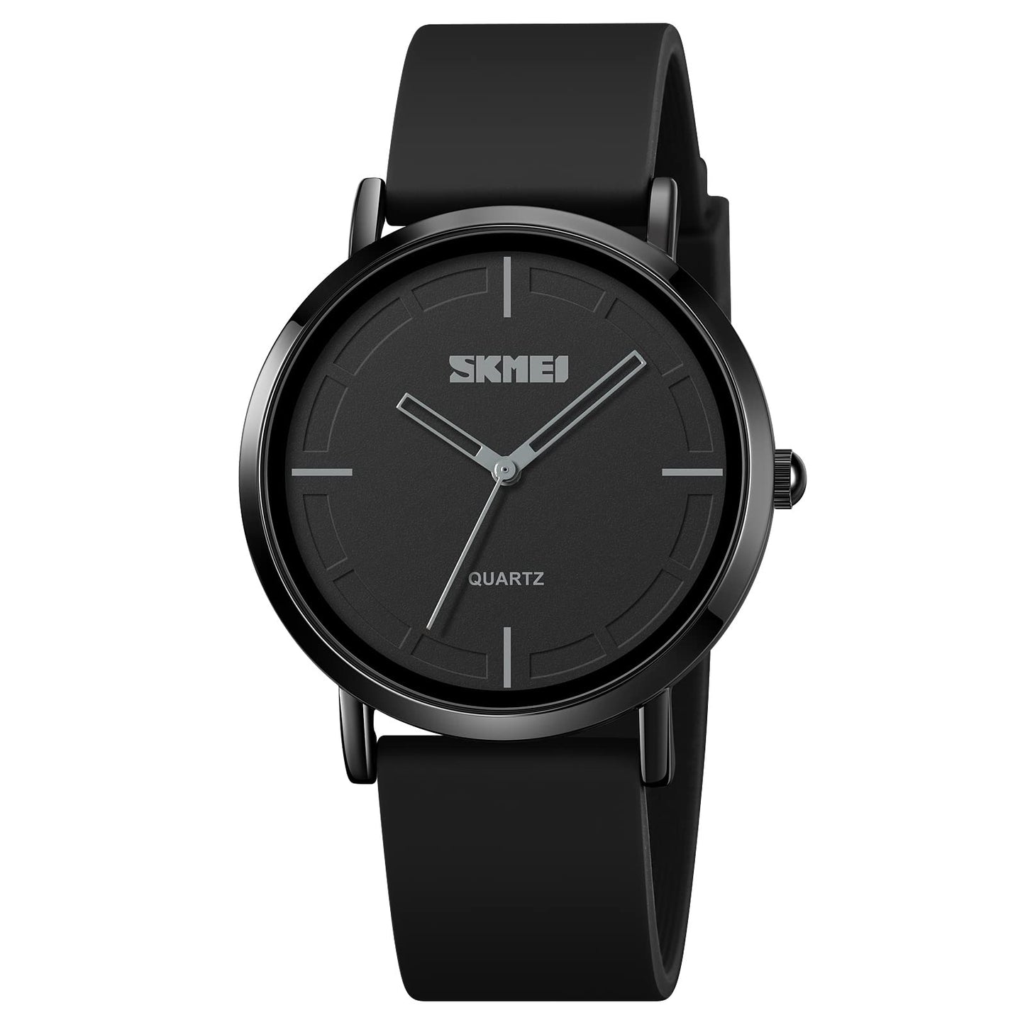 Minimalist Analog Quartz Wristwatch with Soft Silicone Strap and Contrast Dial