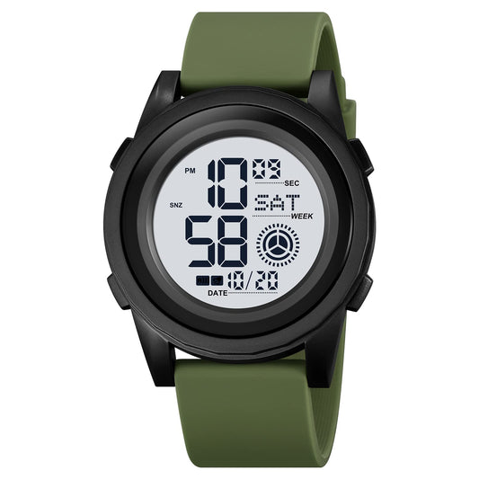 Rugged Digital Sports Wristwatch with Flexible Strap for men