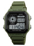 Digital Watch for Men with Army Green Silicone Strap and Round Dial for Casual & Formal Wear