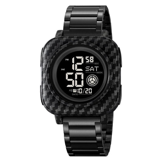 Square Digital Wrist Watch with Metal Strap