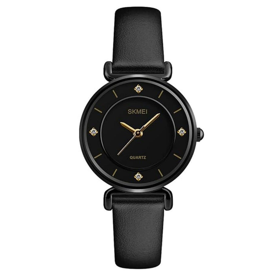 Analog Watch for Women with Gold Mesh Leather Strap and Round Dial for Casual & Formal Wear