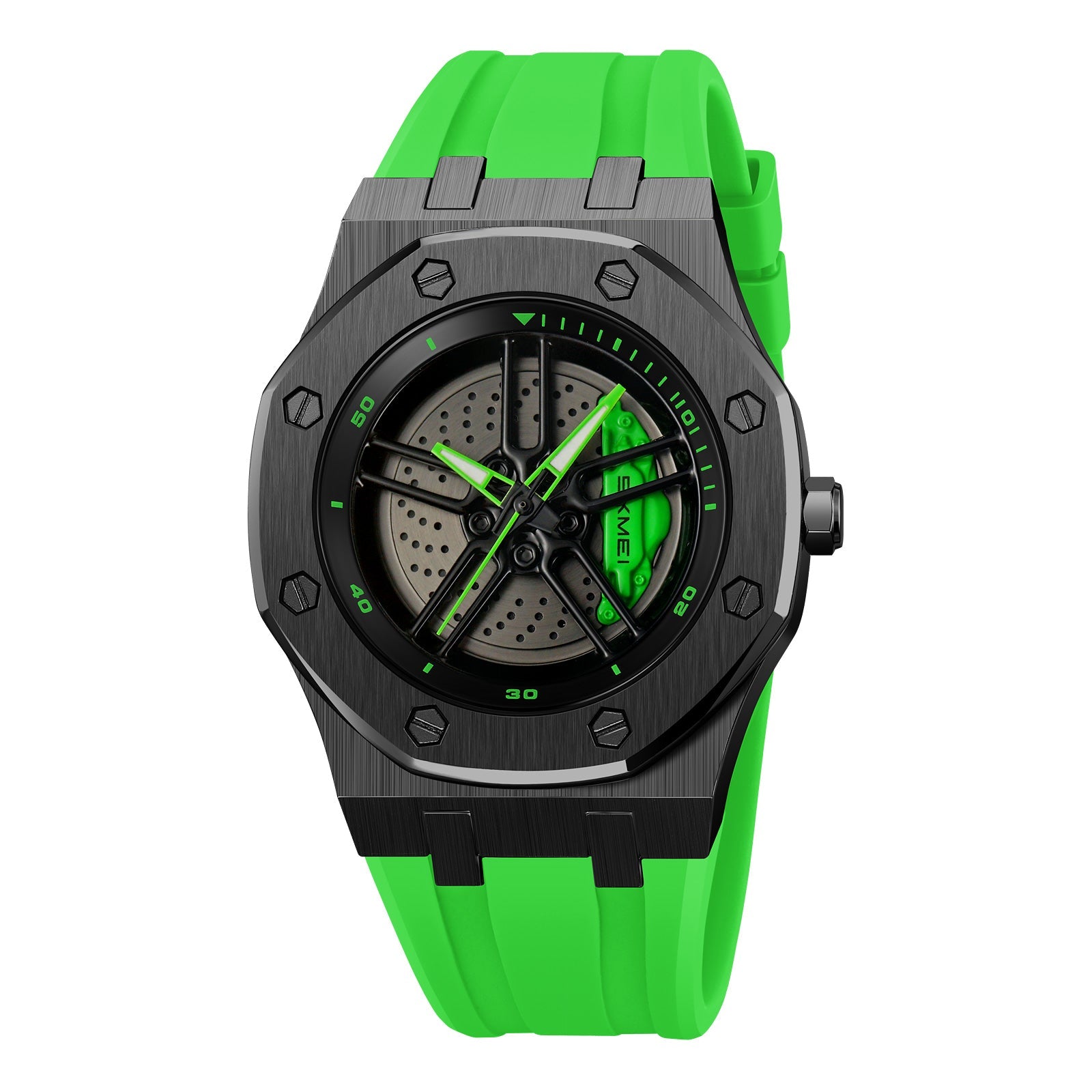 Skmei Quartz Analog Dial Silica Gel Strap Watch for Men 2359 Black-Steel