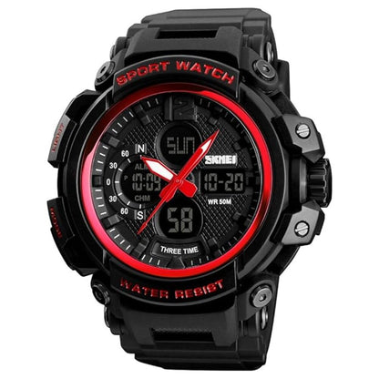 Rugged Dual Display Sports Wrist Watch with Resin Strap For Men