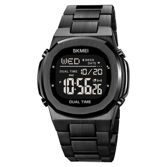 Premium Digital Sports Watch for Men with Stainless Steel Strap, Waterproof Style Wrist Watch for Casual Outdoor and Daily Wear