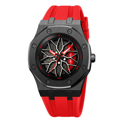 Spinning Wheel Skeleton Dial Luxury Analog Watch