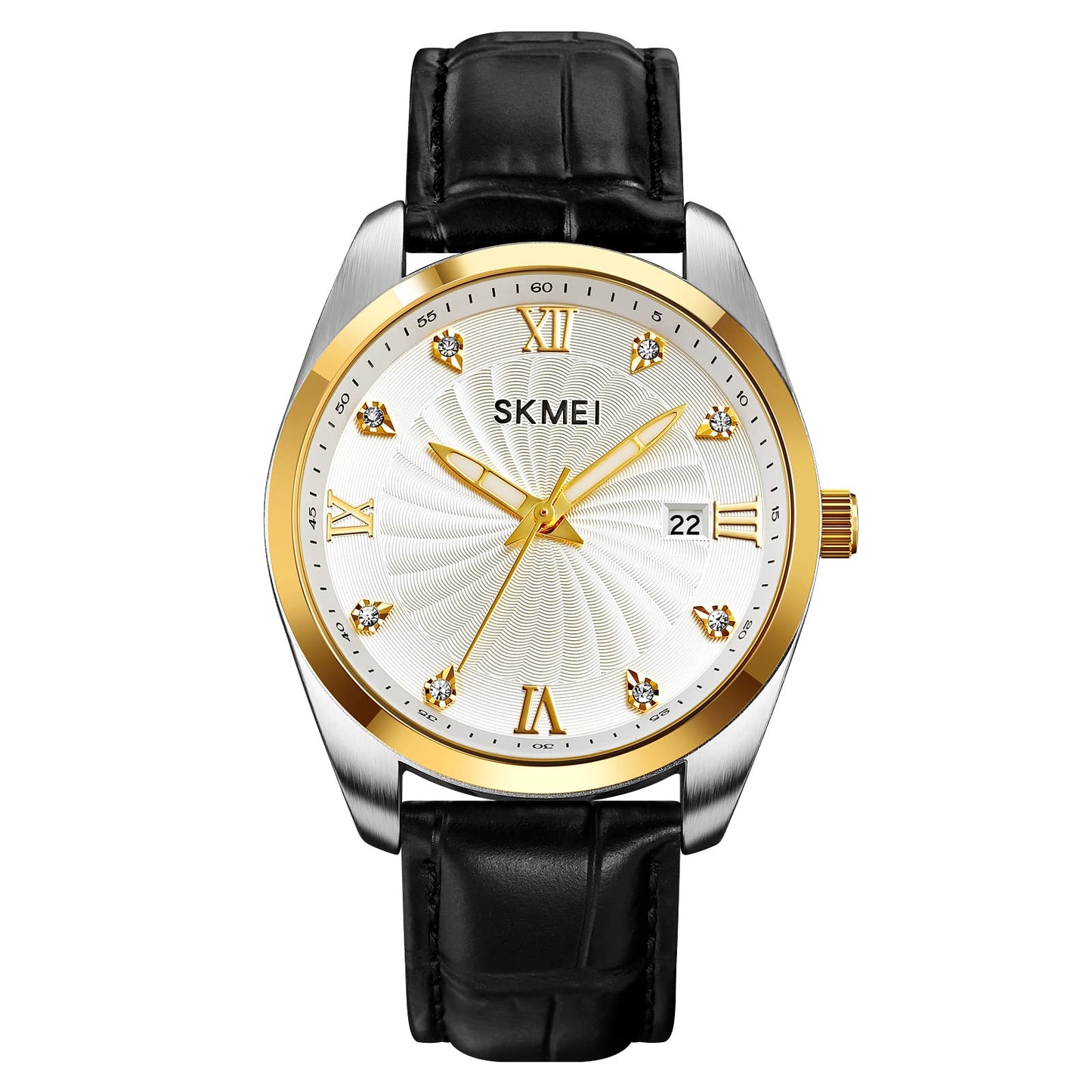 Premium Men's Analog Dress Watch Textured Dial & Embossed Leather Strap