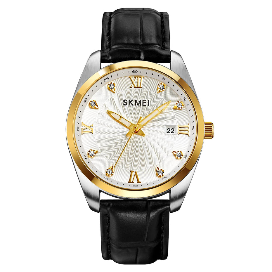 Analog Watch for Men with Black Leather Strap and Round Dial for Casual & Formal Wear