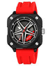 Rolling Watch for Men with Red Silicone Strap and Round Dial for Casual & Formal Wear