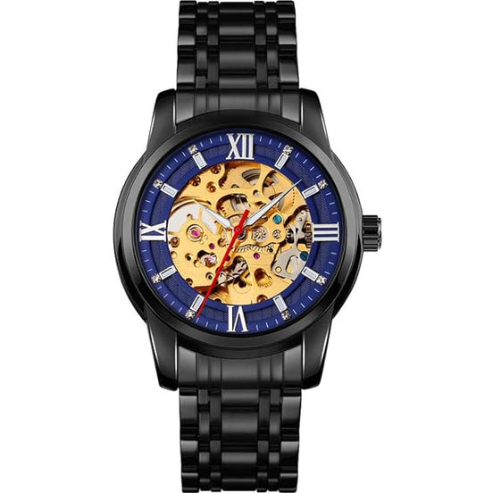 Automatic Watch for Men with Black Stainless Steel Strap and Round Dial for Casual & Formal Wear