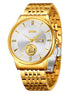 Analog Watch for Men with Gold Stainless Steel Strap and Round Dial for Casual & Formal Wear