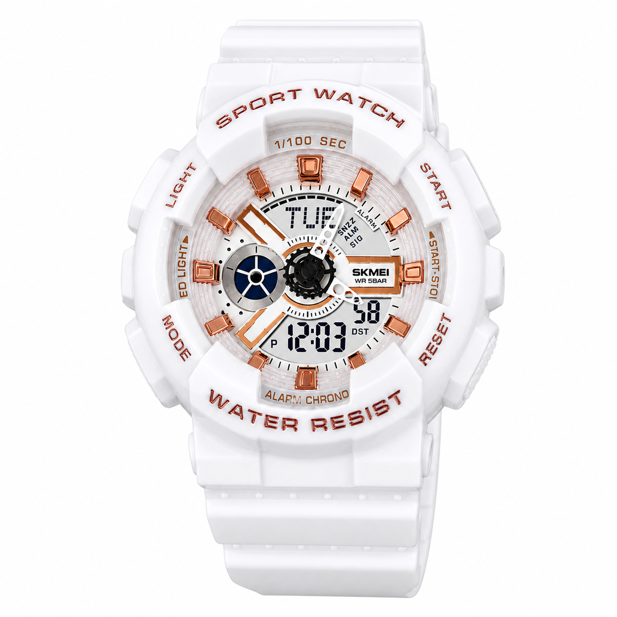 Men's Digital Sports Watch, LED Square Large Face Analog Quartz Wrist Watch with Multi-Time Zone Waterproof Stopwatch